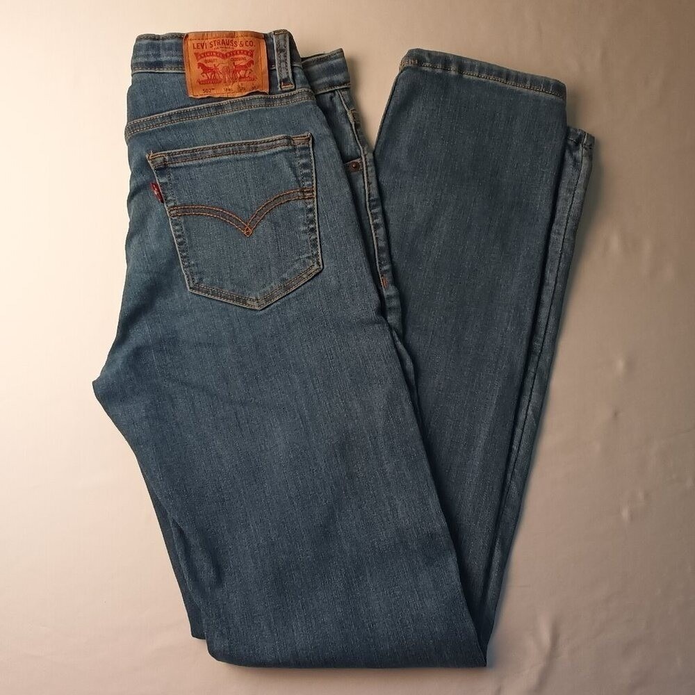 Levi's Boys 502 Taper Fit Jeans Size 18 Adjustable Waist Stretch Fabric Classic